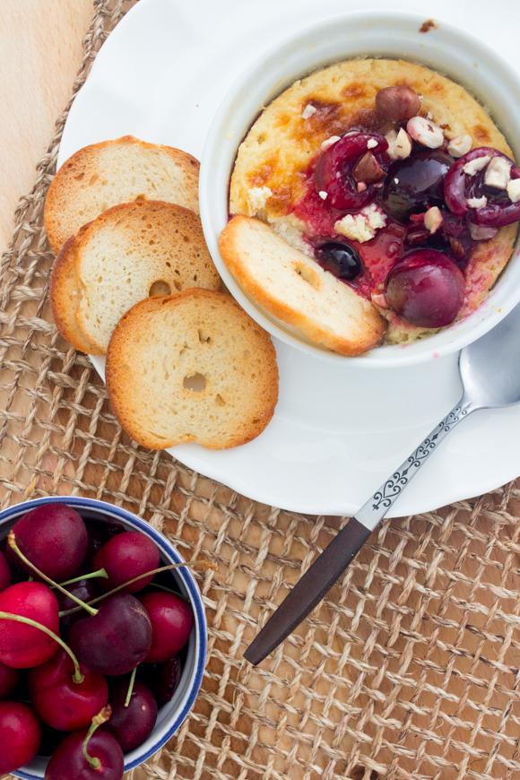 baked ricotta with cherry compote