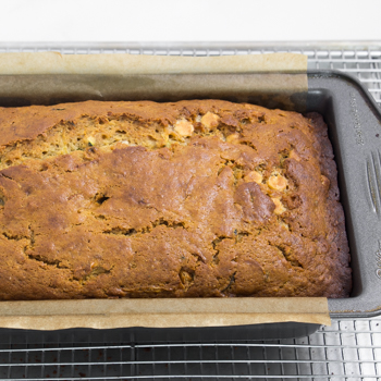 cooked loaf still in pan