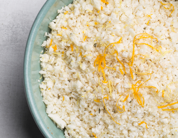 Featured image for “Citrus Roasted Cauliflower Rice with Onions and Garlic”