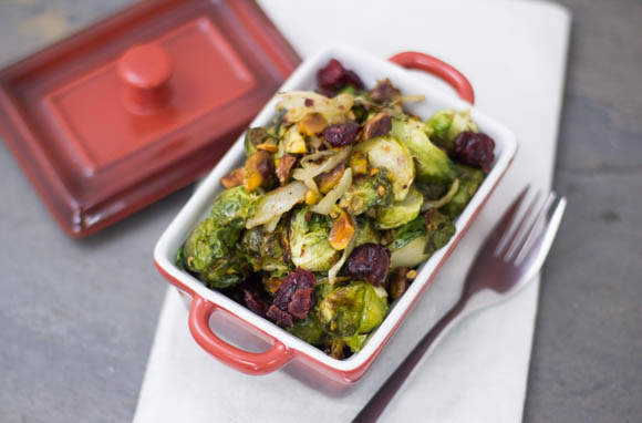 Featured image for “Roasted Brussels Sprouts with Cranberries and Pistachios”