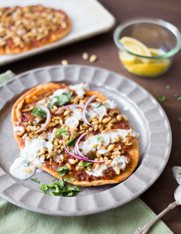 Featured image for “Turkish Style Pizza with Garlic Yogurt Sauce”