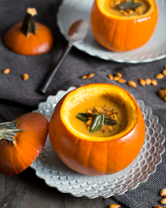 Featured image for “Creamy Squash Soup in a Pumpkin Bowl”