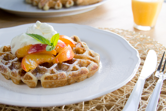 Featured image for “The Absolute Best Peaches and Cream Wafﬂes”