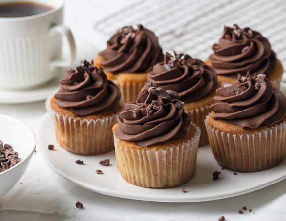 Featured image for “Vanilla Pear Cupcakes with Whipped Chocolate Ganache”