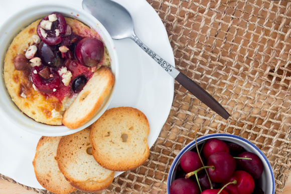 Featured image for “Creamy Baked Ricotta with Summer Cherry Compote”